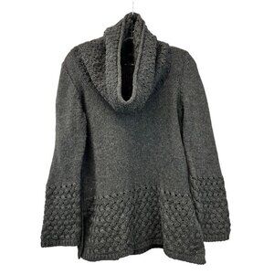 AVA Womens Pullover Cowl Neck Crochet Sweater Charcoal Wool/Acrylic Size M